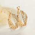 Hengdian Hoop Stud Earrings for Women Exquisite 18K Gold-Plated Zircon Hollow Hanging Earrings Wholesale Fashion Jewelry
