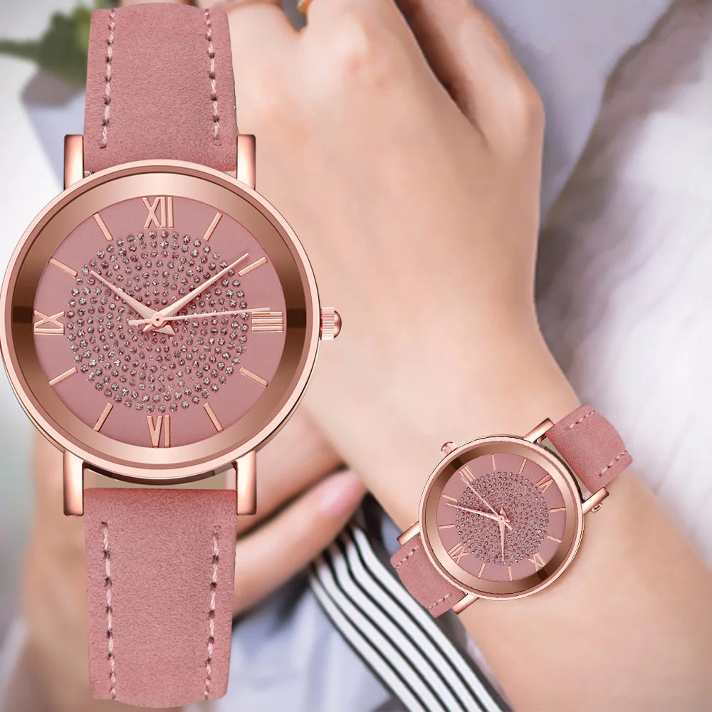 Wholesale New Design Leather Wristwatch Geneva Luxury Wrist Quartz Ladies Watches for Women