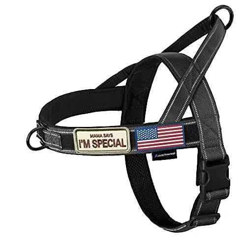 Custom No Pull Training Adjustable Reflective Nylon Tactical Dog Harness with Padded Handle Medium Big Large Dog Harness Set