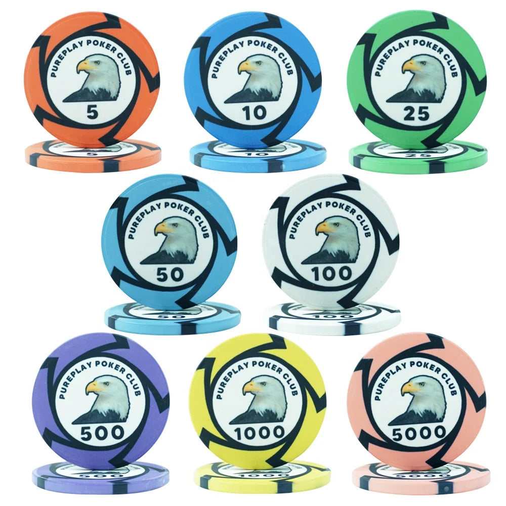 Wholesale New Eagle Design Casino Ceramic Poker Chips 39mm Poker Chips 10g Any Image Can Print on Chip for Casino Game Playing