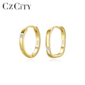 CZCITY Vintage Stone Luxury Earring Trendy Korean Unique for Women Hoop Earrings Gold