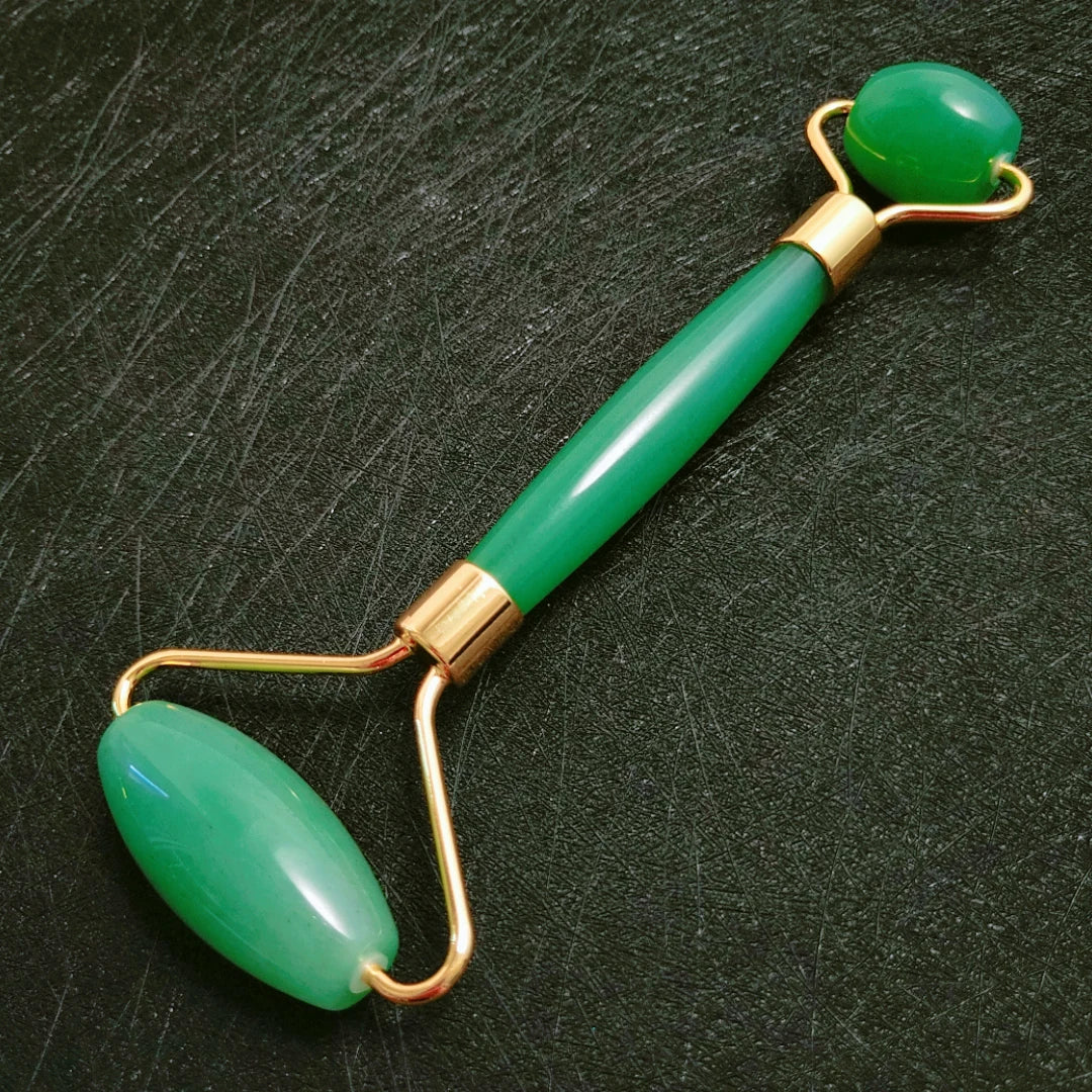 2026 100% natural jade face roller with green aventurine roller gift box