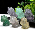 Natural Crystal Fluorite Animal Carving Healing Stone Crystals Crafts Rainbow Fluorite Unicorn Carving Gift