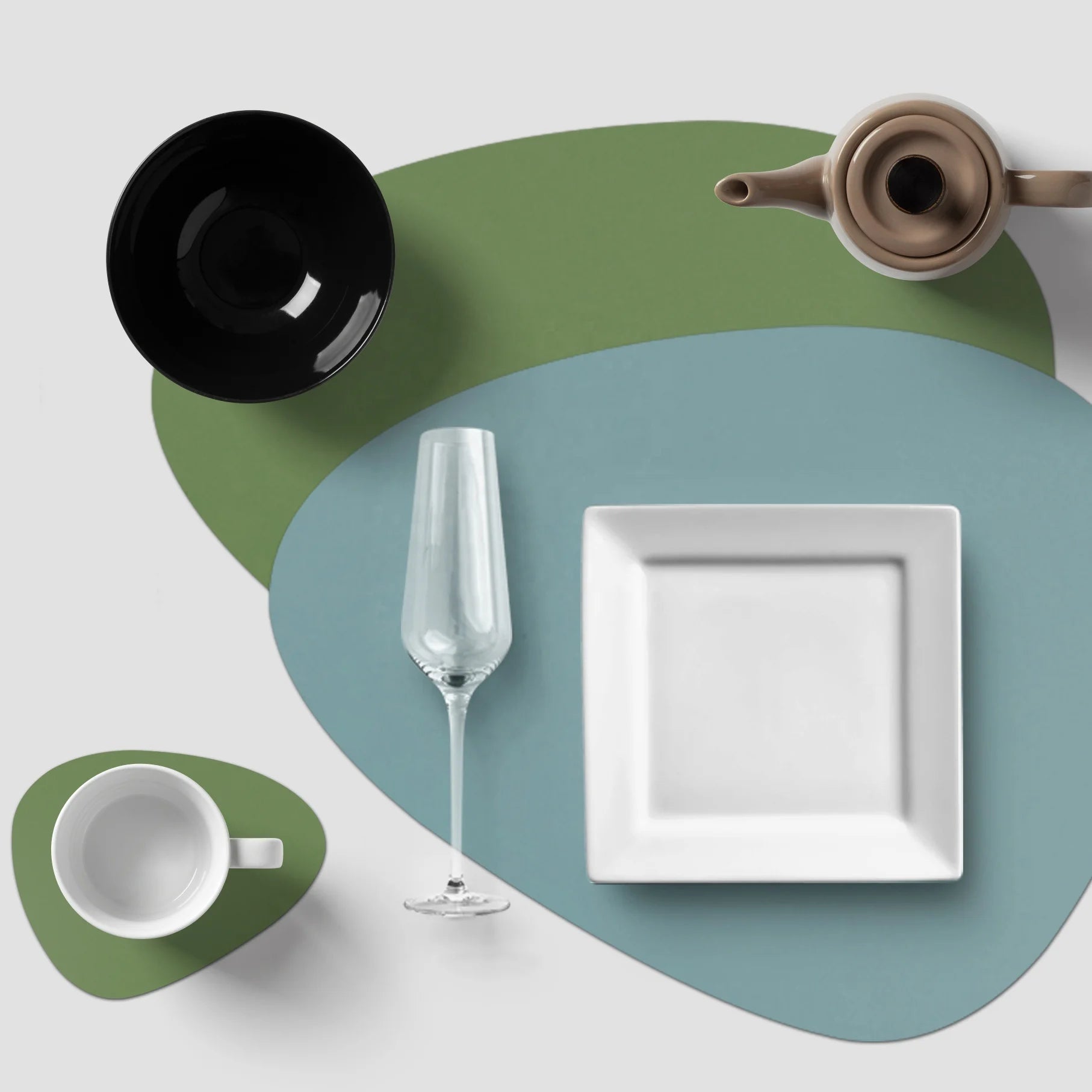 Waterproof Drop Shaped Silicone Table Place Mats and Cup Coasters Pads for Set