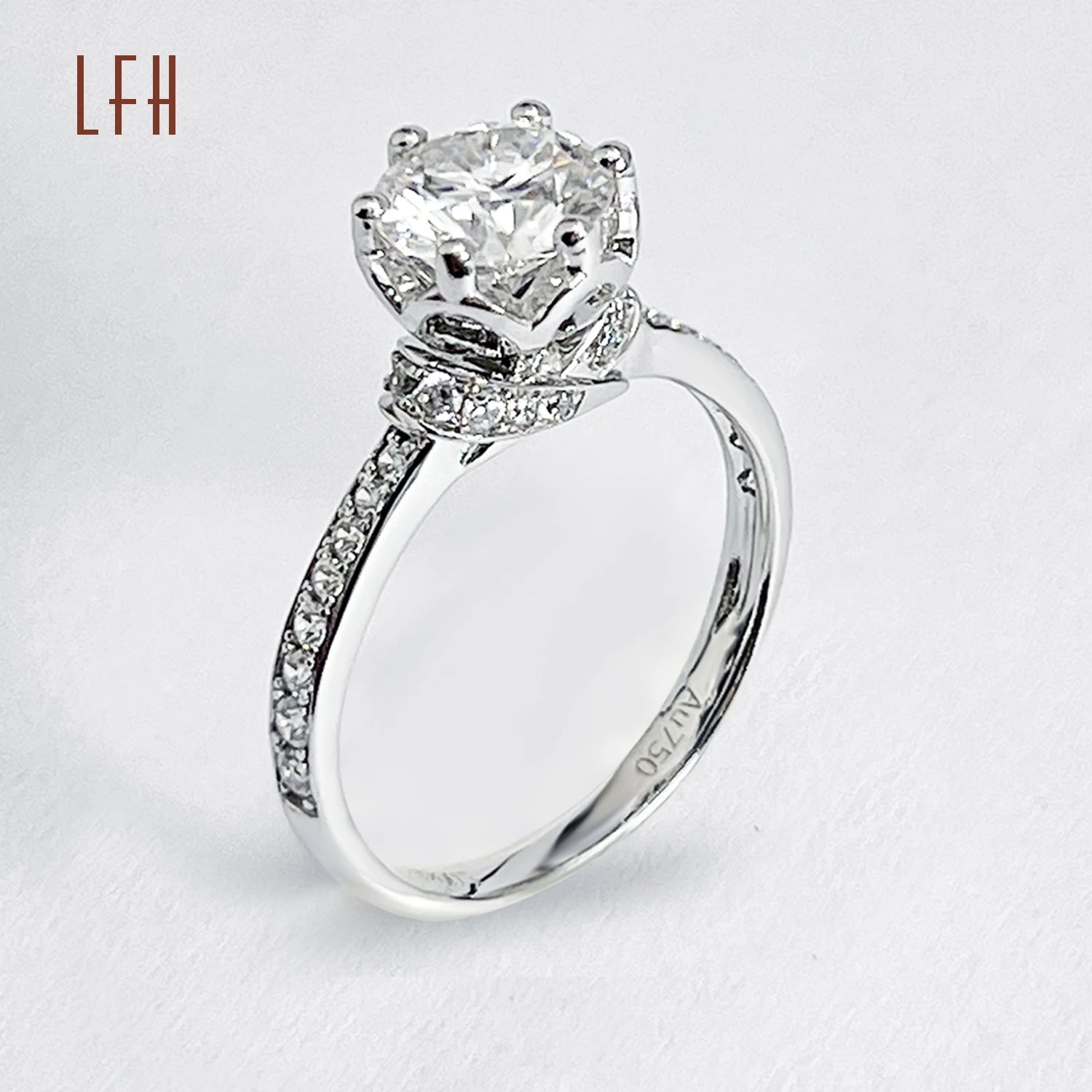 Factory Custom Fine Real 18k Solid Gold Halo Ring Womens Rings Gold 18k Luxury Wedding Ring for Men Women