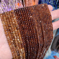 2mm 3mm 4mm Orange Garnet Stone Loose Beads Faceted Genuine Natural Stone Cutting Loose Gemstone Beads for Jewelry Making