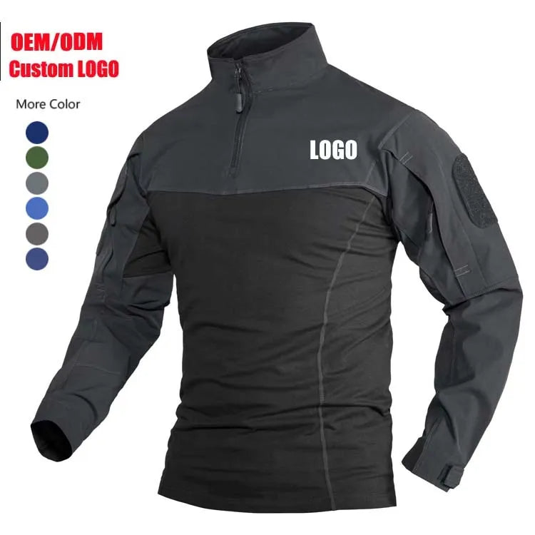 Men's Tactical T-shirts Long Sleeve Working Hiking Fishing Shirts With 1/4 Zipper Front for Men's Work Tees Tops