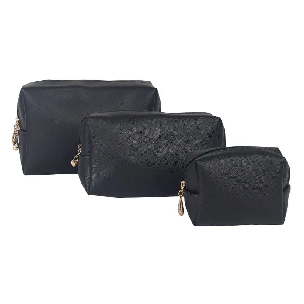 Multi Sizes Vegan Leather Makeup Washing Case PVC Travel Toiletry Zipper Bags with Polyester Liner