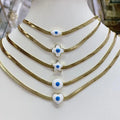 NM1265 Fashion 18k Gold Plated Enamel Evil Eyes Star Heart Stainless Steel Snake Herringbone Choker Necklace for Ladies