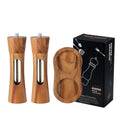 Custom Logo Kitchen Accessories Acacia Wood With Acrylic Visible Window Wooden Salt and Pepper Grinder Set
