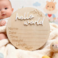 10cm 3D Circular Wood Baby Birth Announcement Sign Newborn Name Commemorative Plaque Time Milestone Baby Souvenirs Photography