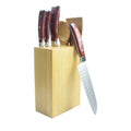 2021 Newest 6 Pcs Kitchen Knife Sets With Forged Pakka Wooden Handle and Block