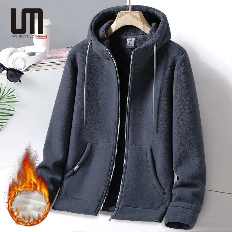 Liu Ming New Product 2025 Fashion Autumn Winter Fleece Thick Outdoor Windbreaker Coat Hoodie Jacket for Men