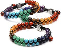 8mm Natural Crystal Beads 7 Chakra Healing Double Woven Bracelets for Women Men Gemstone Double Layer Beads Yoga Bracelet