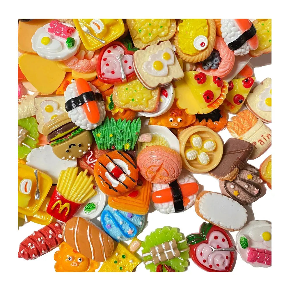 Mix Food Resin Charms Flatback Donut Egg Bread for Slime Craft Making Accessories