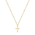 Fashion Simple Cross Pendant Necklace Jewelry Beaded Chain Stainless Steel 18k Gold Plain Silver Minimalist Cross Necklace