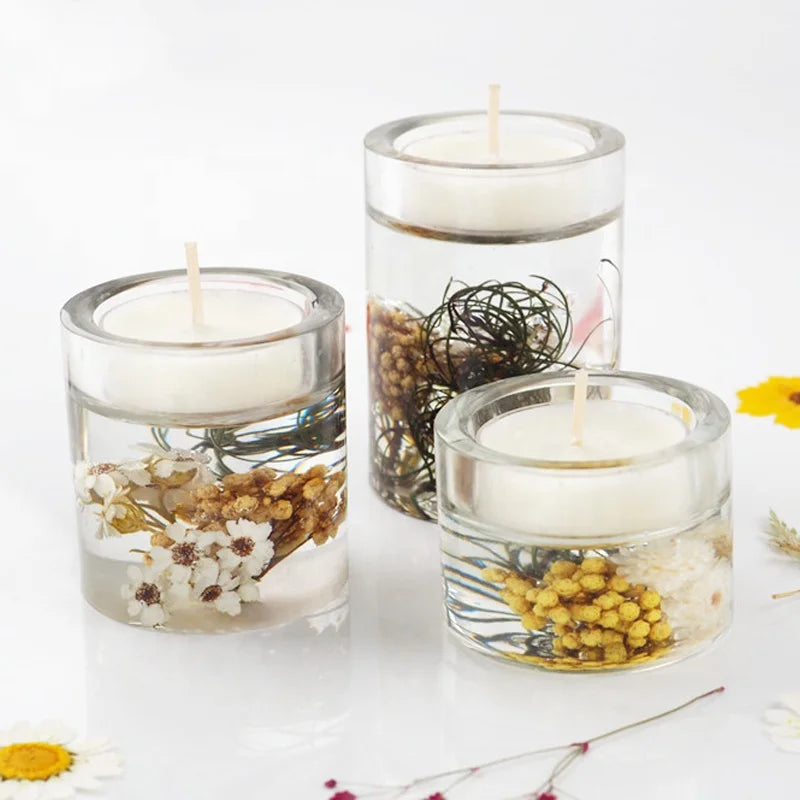 Cylinder Candle Holder Silicone Mold Crystal Tealight Holder Mold for Table Decoration