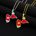 Manufacturer Enamel Guadeloupe Map Chain Necklaces Stainless Steel Silver 18K Gold Plated Enameled Guadeloupe Flag Map Necklace