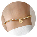 Personalized Round A-Z Alphabet Initial Charm Bracelet Jewelry Gold Plated Beaded Initial Bracelet for Women Teen