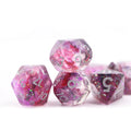 Customized 16mm RPG Polyhedral Resin D&D Redpink and black vapor Dice for DND Games