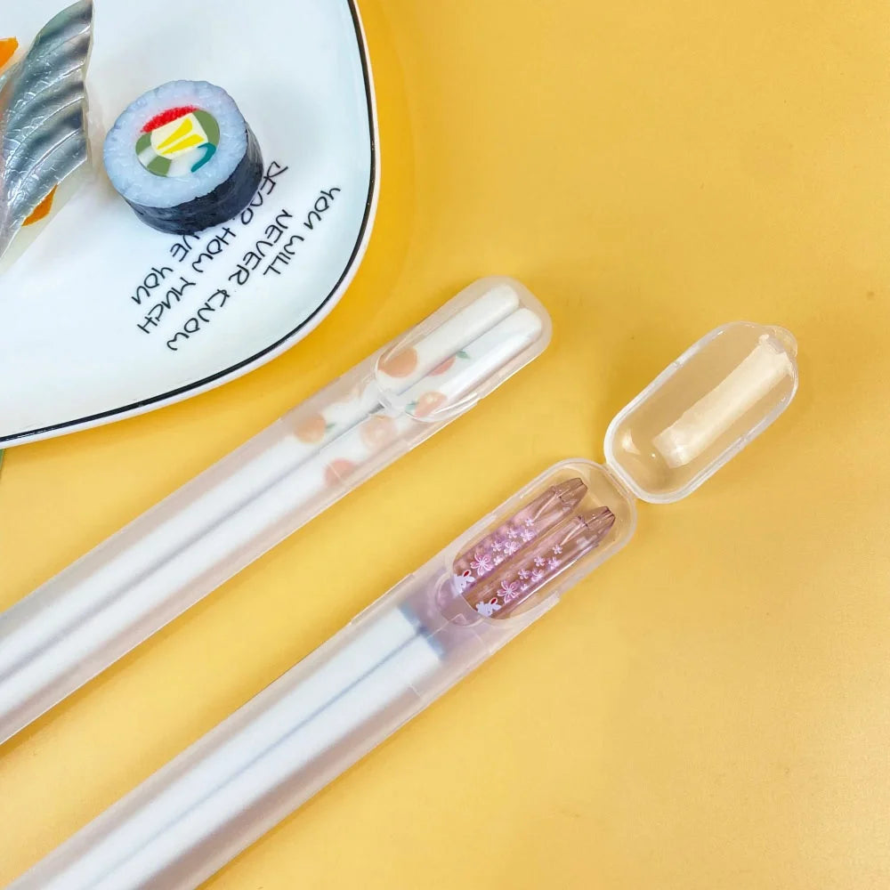 New Arrival Personalized Travel Portable Customized Wooden Chopsticks Sushi Cuttlery Set Plastic Chopstick Box