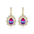LUOTEEMI Elegant Small Flower Long Chain Drop Dangle Earrings Women Bridal Wedding Double Color Fashion Jewelry