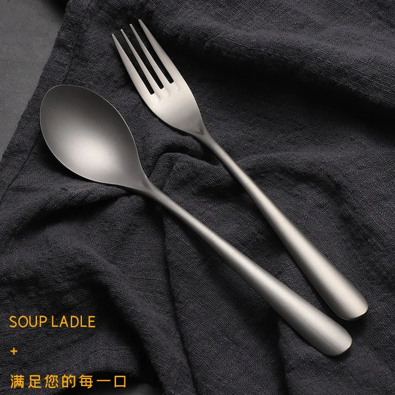 Customizable Logo Pure Titanium Spoon Fork Cutlery Outdoor Camping Picnic Travel Cutlery Set