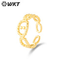 WT-SSR004 All-match Fashion Simple Ring Full Grain Hollow Engraving Ring With 18k Gold-plated Silver Stainless Steel Ring