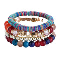 Fashion New Design Bohemian Elastic Cord Bracelet Colorful Hand Beads Bracelets Sets for Women Jewelry