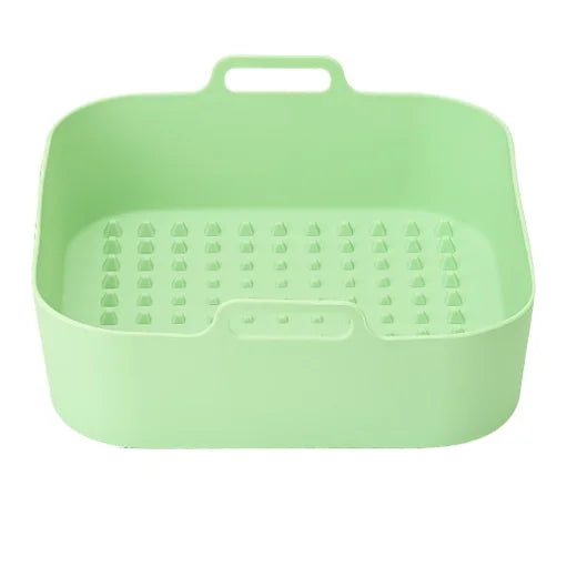 Square 8inch Silicone Air Fryer Basket Pot Baking Tray