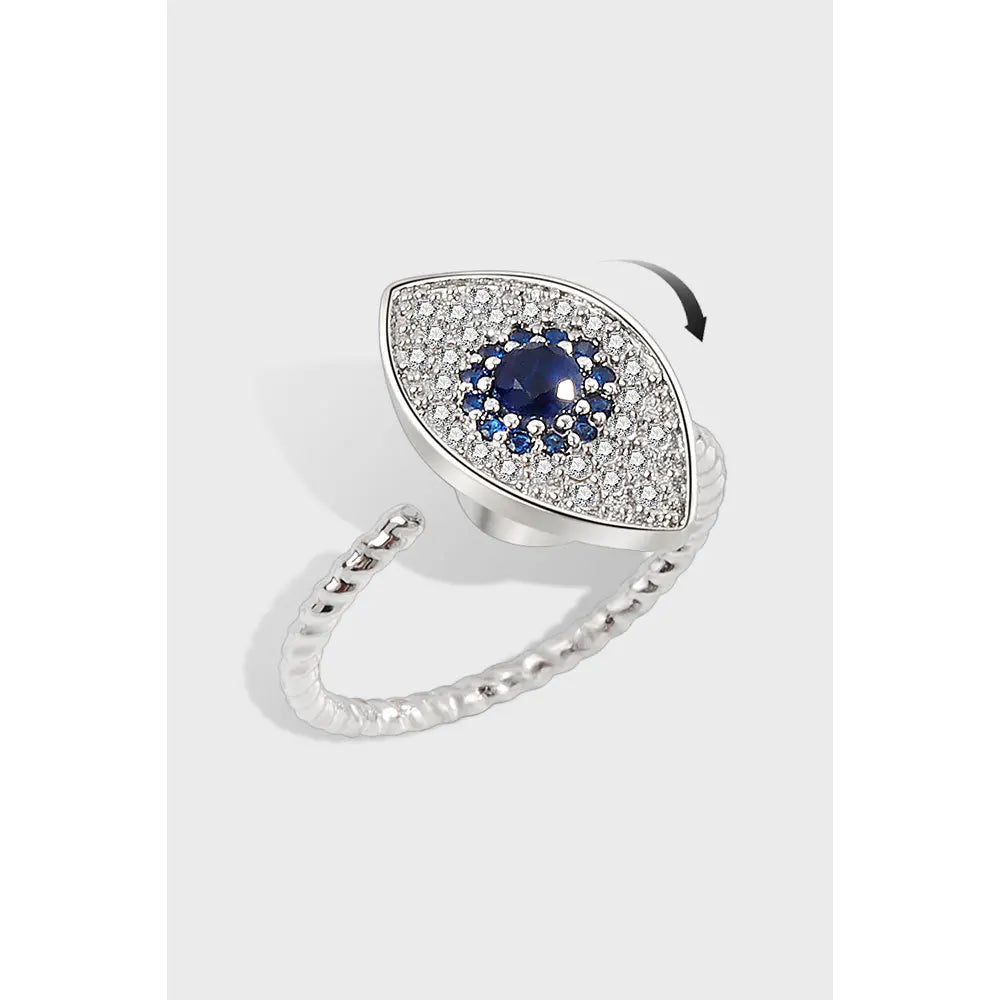 QS662 Wholesale S925 Sterling Silver Trendy Eye Ring Evil's Eye Finger Ring Anxiety Rings Women
