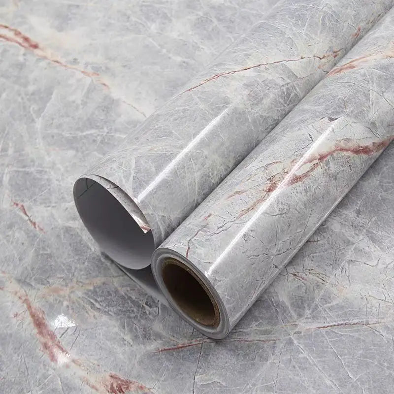 Glossy Waterproof Marble Sticker Wallpaper Peel and Stick PVC Self Adhesive 3D Wallpaper Roll for Kitchen Decor