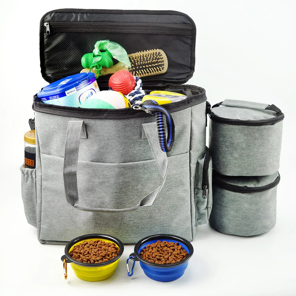 Pet Weekend Dog Travel Bag Tote Organizer Bag for Pets Travel Food Bag Includes 2X Food Storage