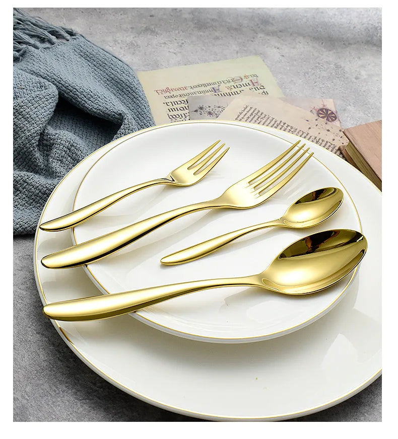 High Quality 304 Stainless Steel Wedding Cutlery Set Luxury Silverware Flatware