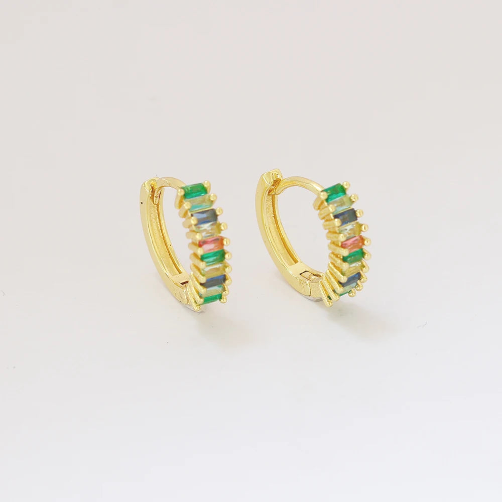 Copper Color Zircon Huggie Earrings Trendy 18K Oro Laminado Fashion Design