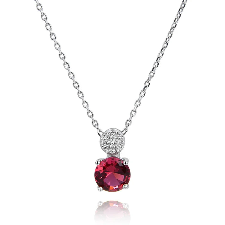 POLIVA Custom Women's 925 Sterling Silver Necklace Red Diamonds Rhodium Cute for Weddings Engagements Parties Anniversaries