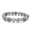 KALEN Mens Stone Beads Bracelets With Punk Stainless Steel Skull Crown Charms