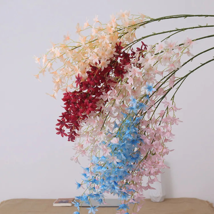 Real Touch Blue Artificial Orchid Flower Bouquet Silk Oncidium for Home Decor 2022 Sitting Room Still Life Decoration New Design