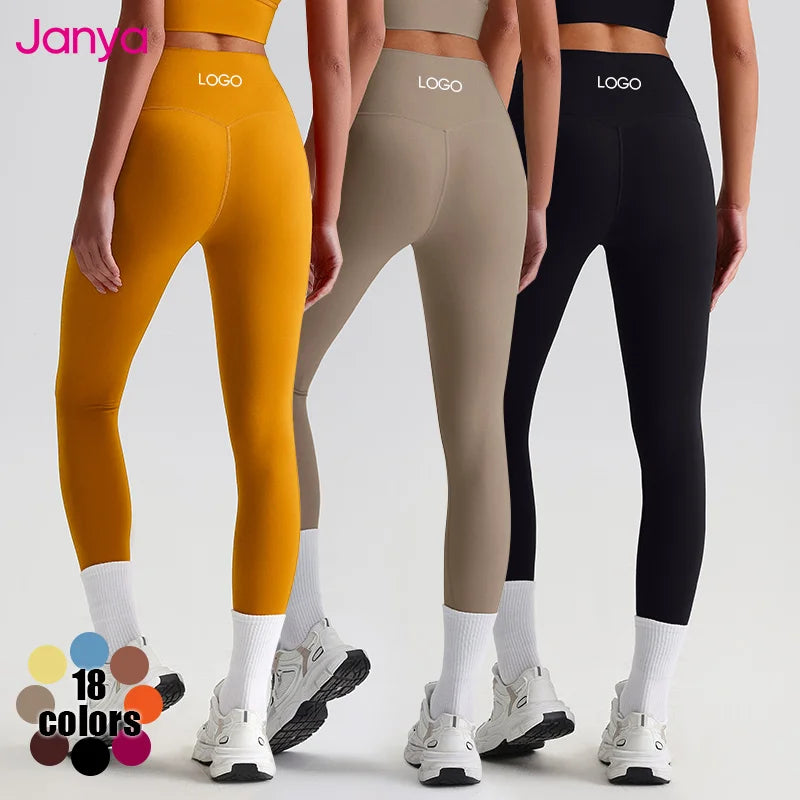 Janya Women's Sexy Skin-High Quality Solid Leggings High Quality Ladies Shape Wear Yoga Leggings Four-Way Stretch Breathable MegaBDM
