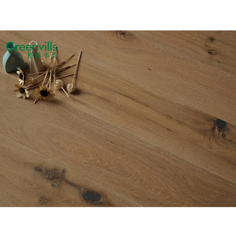 Eco-friendly Anti-scratch Engineered Natural Smoked Color White Oak Wood Flooring 100% Real Wood Floor With Free Samples