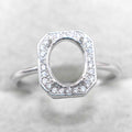 Sterling Silver 7*9/8*10mm Semi Mount Ring Frame Empty Blank S925 Claws Setting Base Holder Without Center Stone for DIY Inlay