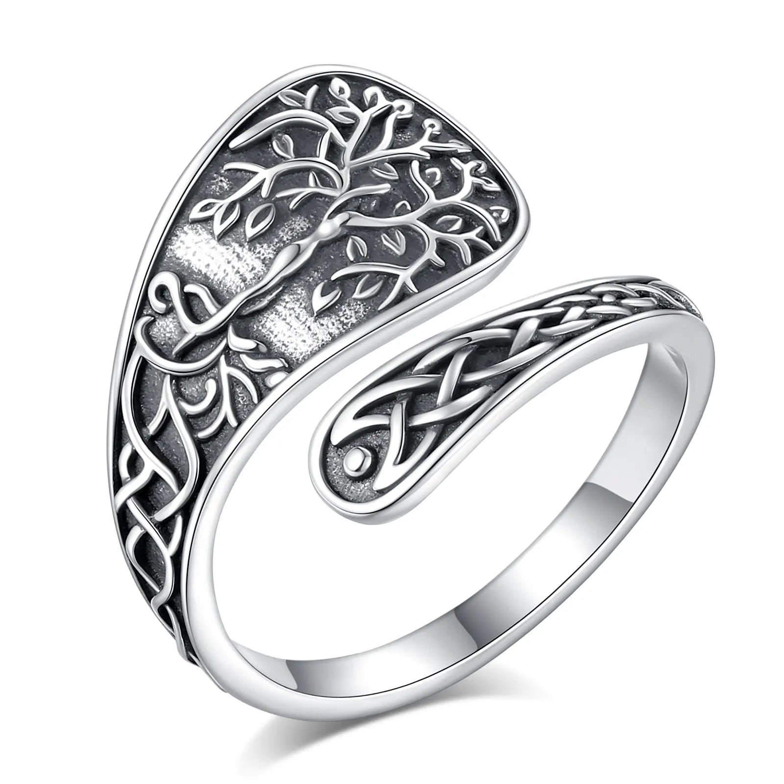 Merryshine Adjustable Vintage Thumb Design 925 Sterling Silver Family Tree of Life Spoon Rings for Engagement Gift Party Women