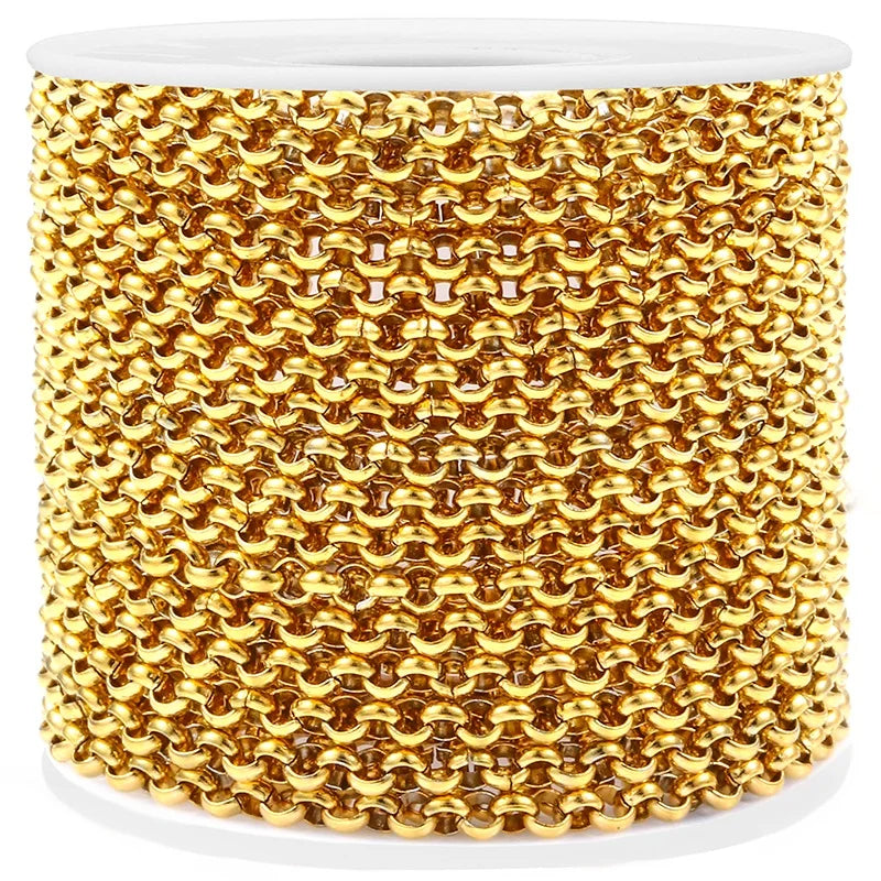 18k Gold Plated 14k Real Gold Plated Link Chain Stainless Steel Chain Necklace for Women Jewelry Making Findings Components