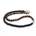 High Quality Minimalist Jewelry Men Accessories tiger Eye Stone Beaded Chain bar Pendant Choker Necklaces