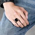 Men's Stainless Steel Ring Simple Stylish Versatile Understated Luxury High-end Gemstone Ring MegaBDM