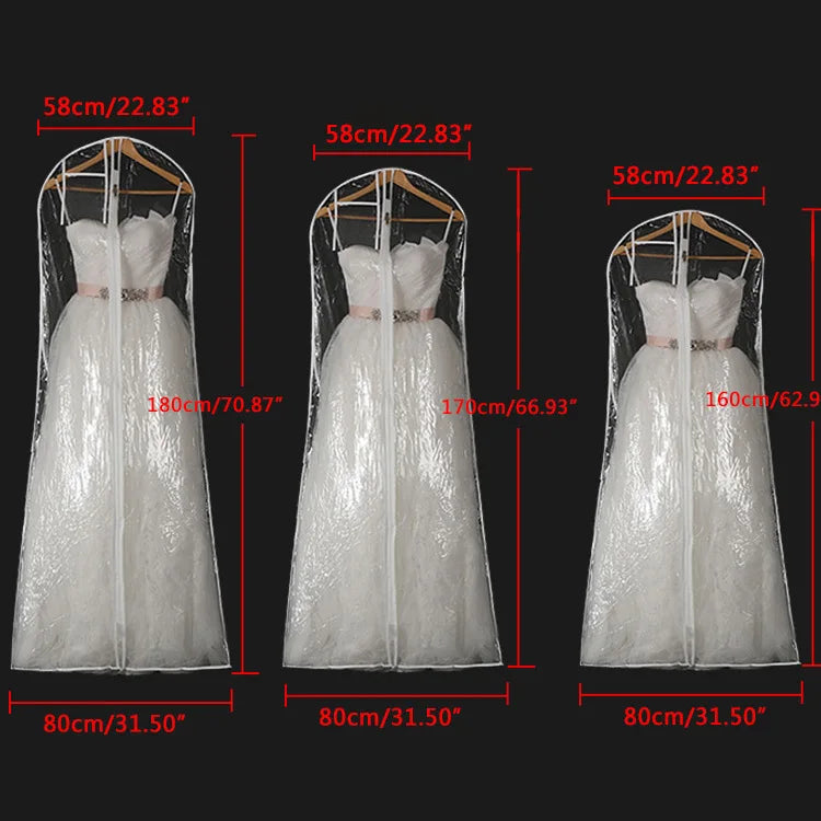 Printed High Quality Tote Garment Bag Foldable and Zipper Closure Clear Wedding Dress Cover for Party and Long Dresses