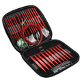 Looen Interchangeable Aluminum Circular Knitting Needle Set New Red with PU Leather Case for Needlework