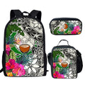 Pohnpei Tribal Print School Backpack Set Custom Name Logo 3pcs Including Lunch Bag Pencil Case Zipper Polyester Cheap Price