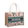 OEM/ODM Factory Price Popular Fashion Lady Custom Logo Printed Summer Jute Burlap Letter Pattern Tote Beach Bag
