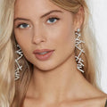 HANSIDON Fashion Jewelry Vintage Statement Rhinestone Earrings For Women Shiny Irregular Long Drop Earrings High-end Hot Selling